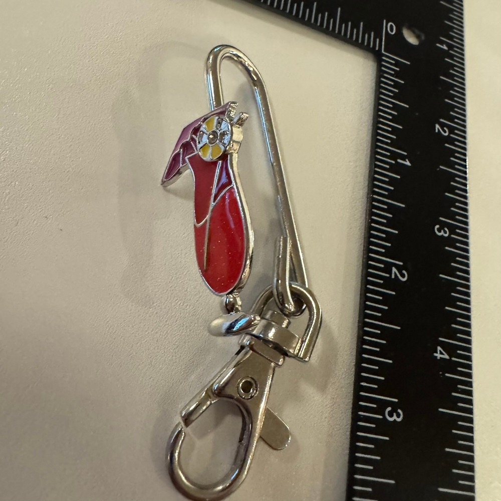 Cocktail Drink Purse Charm Clip, Tropical Beverage Bag Charm, Enamel